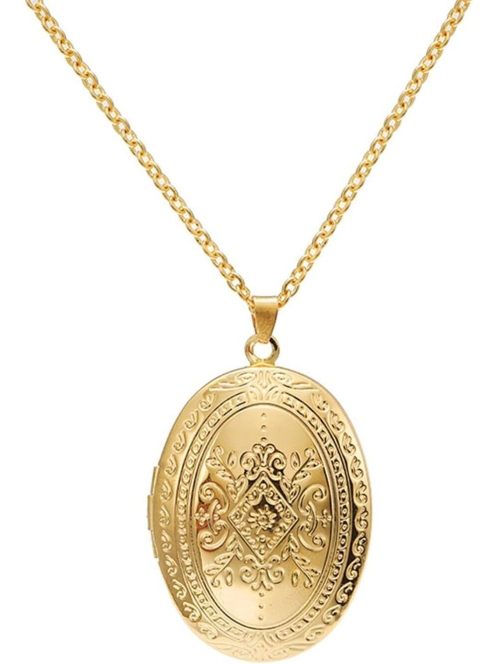 Women's gold 1 Antique Empaistic Carved Picture Engraved Flower Pattern Necklace